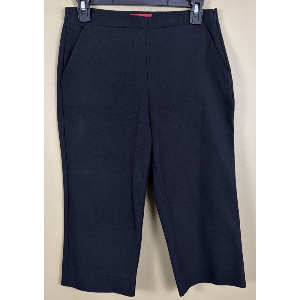 VTG BCBG Max Aria Jeans Womens 4 MidRise Side Zip Black Cropped Pants Capris USA